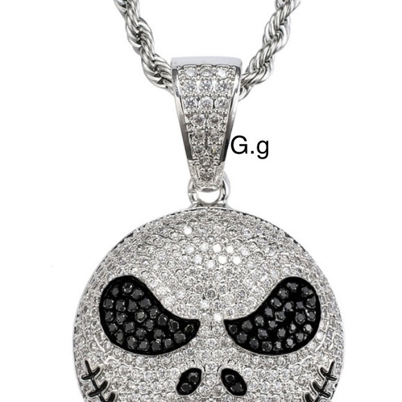 24” Rope Chain + Silver Finish Nightmare Pendant nightmare skeleton SEE VIDEO
